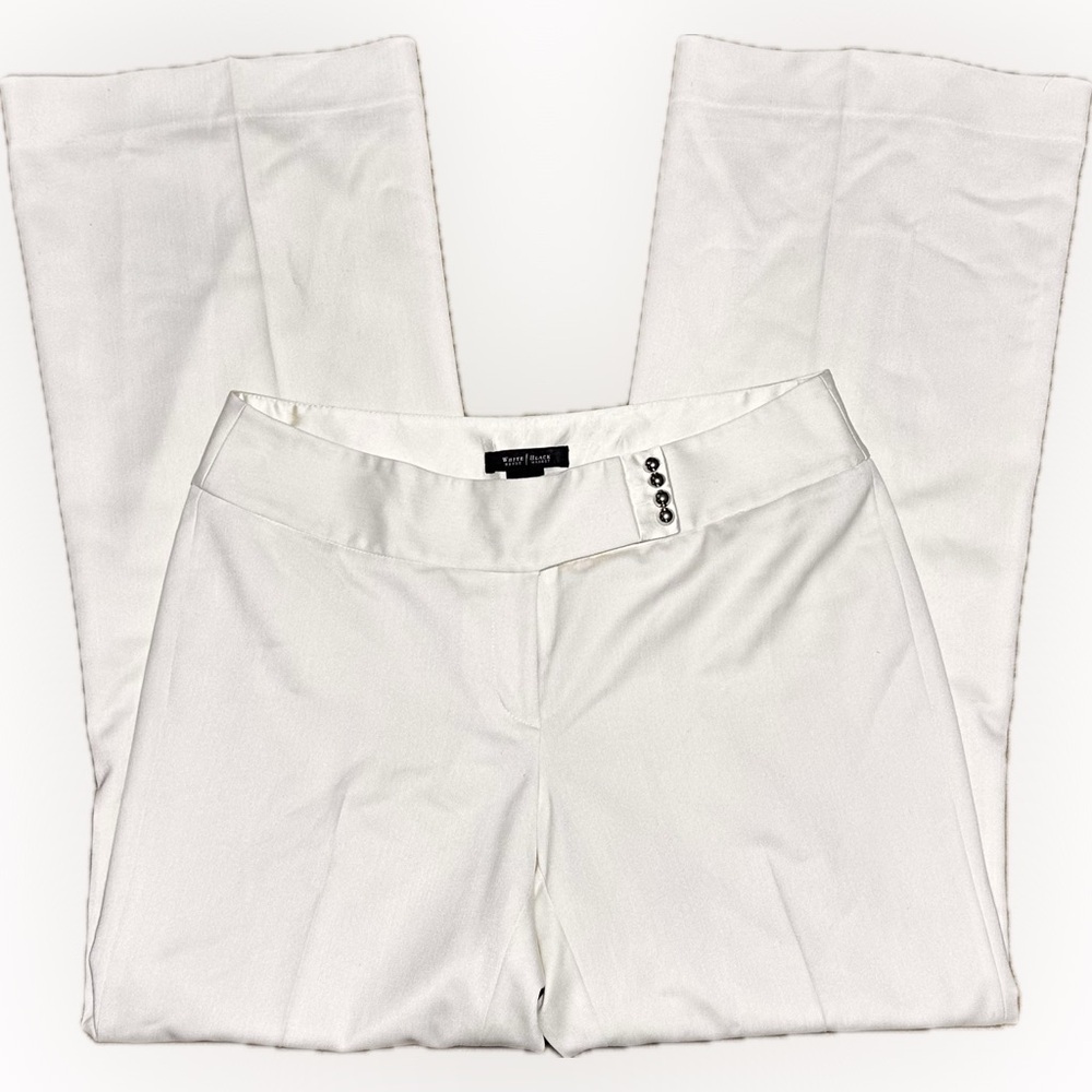 White House Black Market Legacy Flare Leg Beaded Closure Pants White 8R - Picture 3 of 7